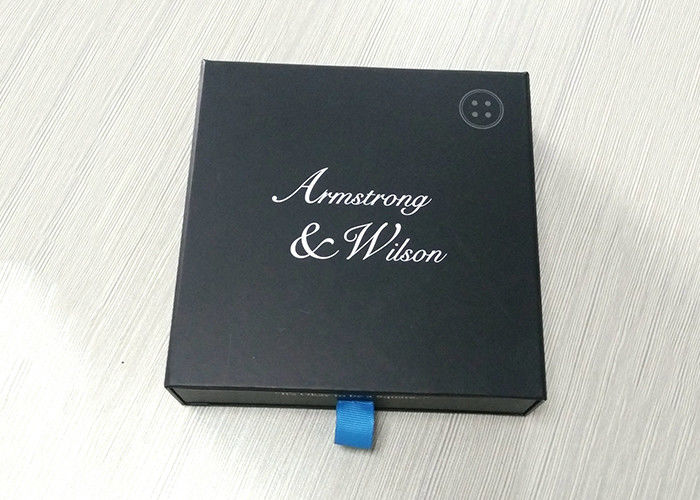 Ribbon Pulling Square กระดาษแข็งกระดาษแข็งกล่องของขวัญสีดำลิ้นชัก Shaped ผู้ผลิต