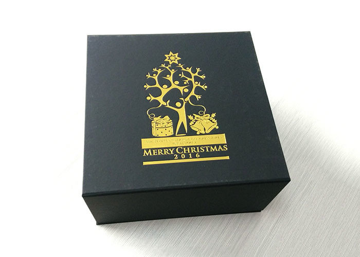 โลโก้ที่กำหนดเองทองแสตมป์ของขวัญกล่องของขวัญ, Xmas กล่องกระดาษสีดำพับ ผู้ผลิต